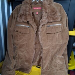 Brown Rabbit Fur Utility Jacket Xl